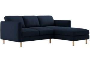 Micadoni Tmavě modrá sametová rohová pohovka Eden 223 cm