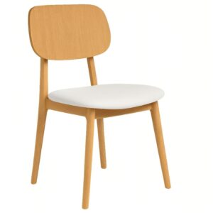 FormWood Dubová jídelní židle Rabbit s bílým koženkovým sedákem