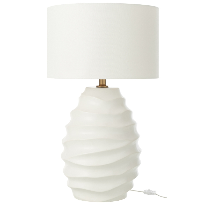 J-line Bílá keramická stolní lampa Wave 68 cm