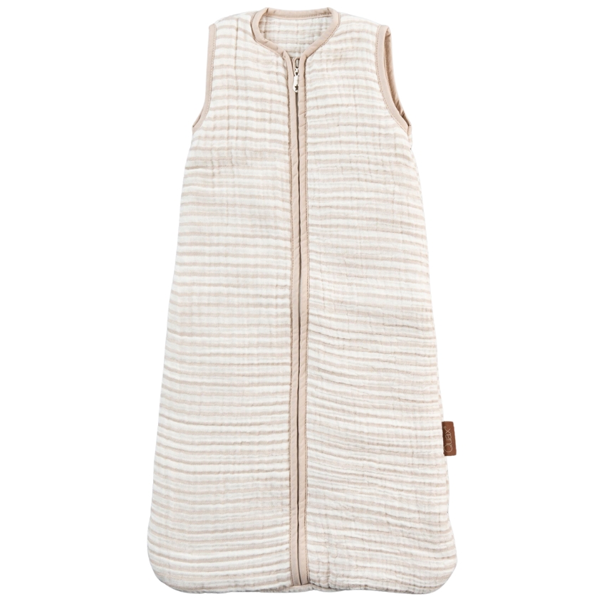 Bílo-béžový mušelínový dětský spací pytel Quax Natural 70 cm