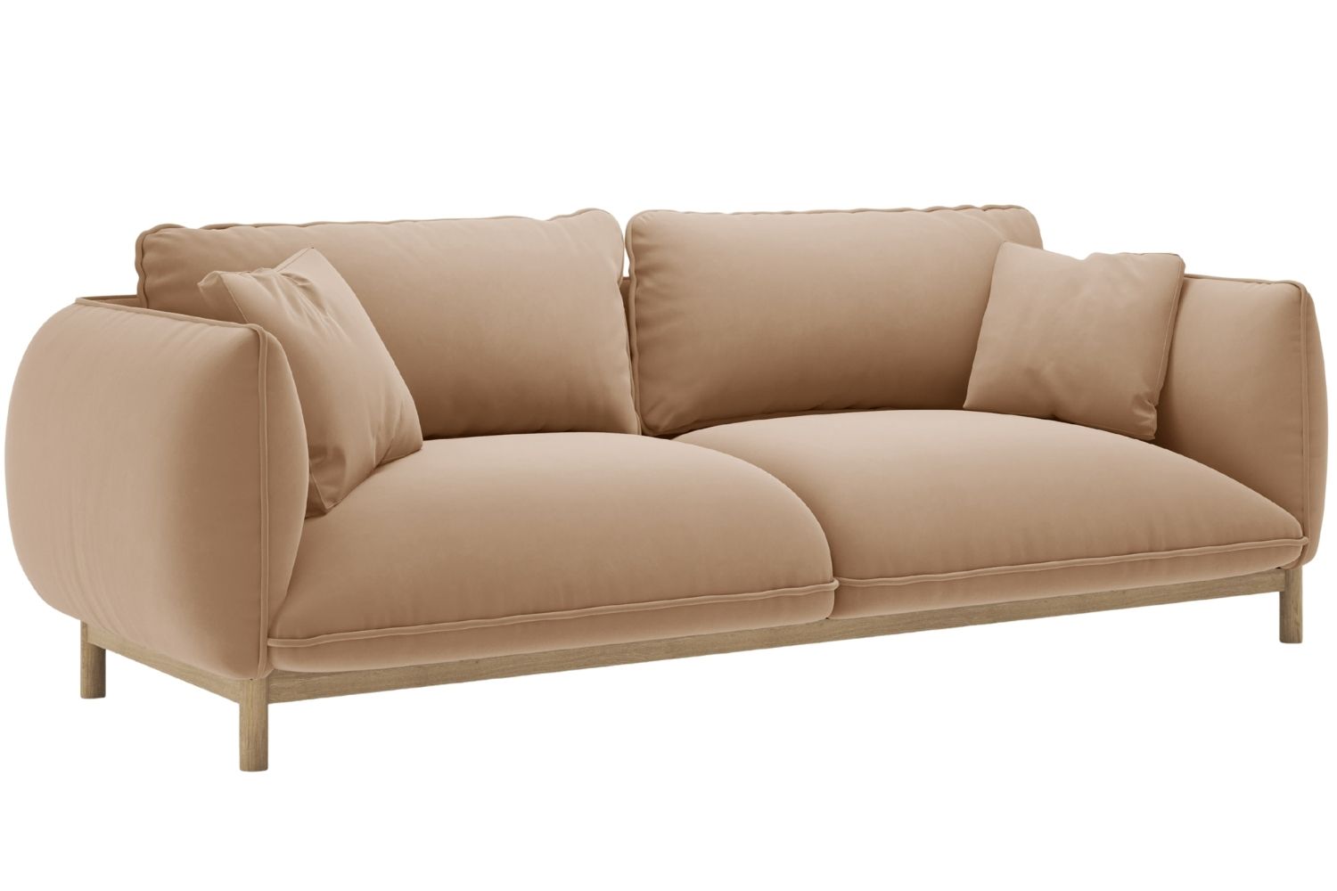 Micadoni Béžová sametová trojmístná pohovka Ada 208 cm