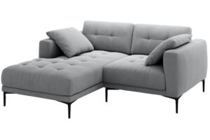 Micadoni Šedá sametová rohová pohovka Bemy 205 cm