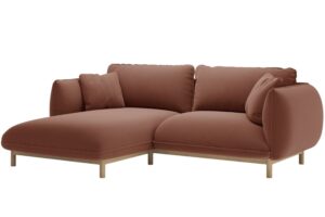 Micadoni Terakotově červená sametová rohová pohovka Ada 214 cm