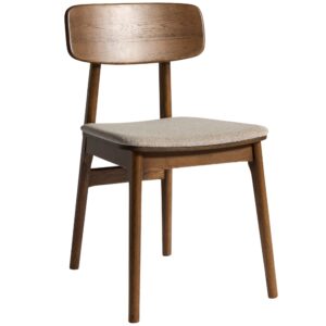 Unique Furniture Tmavá dubová jídelní židle Livo s čalouněným sedákem