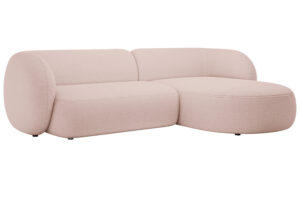 Micadoni Světle růžová bouclé rohová pohovka Kate 285 cm