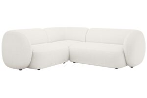 Micadoni Bílá bouclé rohová pohovka Kate 252 cm