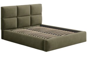 Windsor & Co Zelená sametová dvoulůžková postel Libera 160 x 200 cm s úložným prostorem