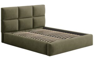 Windsor & Co Zelená sametová dvoulůžková postel Libera 180 x 200 cm s úložným prostorem