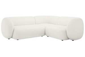 Micadoni Bílá bouclé rohová pohovka Kate 252 cm