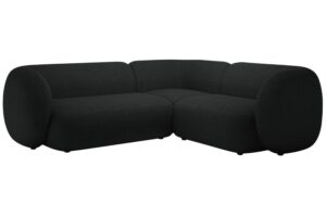 Micadoni Černá bouclé rohová pohovka Kate 252 cm