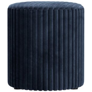 Micadoni Tmavě modrý manšestrový taburet Dia 40 cm
