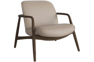 Bolia Pískově hnědé kožené křeslo Bowie s tmavou dubovou podnoží