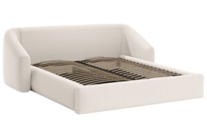 Cosmopolitan Design Světle béžová dvoulůžková postel Campi 180 x 200 cm s úložným prostorem