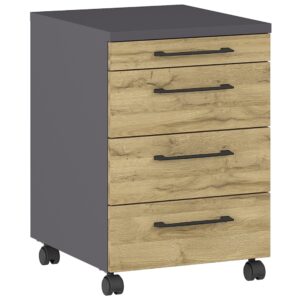 Germania Tmavě šedý pojízdný kontejner Profi 2.0 42 x 49 cm s dubovým dekorem