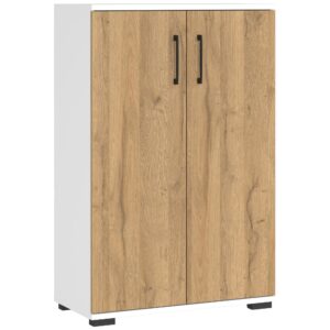 Germania Bílá kancelářská skříň Profi 2.0 123 x 80 cm s dubovým dekorem