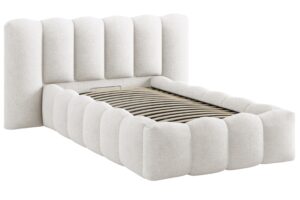 Micadoni Bílá bouclé postel Lupine 90 x 200 cm s úložným prostorem