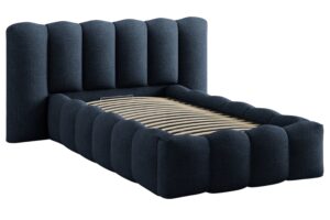Micadoni Tmavě modrá bouclé postel Lupine 90 x 200 cm s úložným prostorem