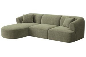 Cosmopolitan Design Zelená manšestrová rohová pohovka Campi 256 cm