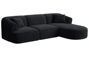 Cosmopolitan Design Černá manšestrová rohová pohovka Campi 256 cm