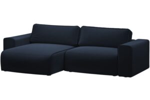 Micadoni Tmavě modrá sametová rozkládací pohovka Victor 246 cm