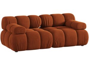 Micadoni Terakotově oranžová sametová dvoumístná pohovka Bellis 188 cm