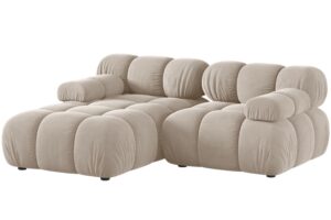 Micadoni Béžová sametová rohová pohovka Bellis 188 cm