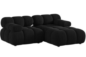 Micadoni Černá sametová rohová pohovka Bellis 188 cm