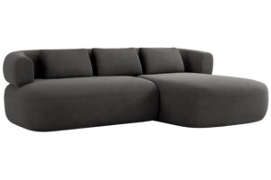 Windsor & Co Tmavě šedá sametová rohová pohovka Aldrin 225 cm