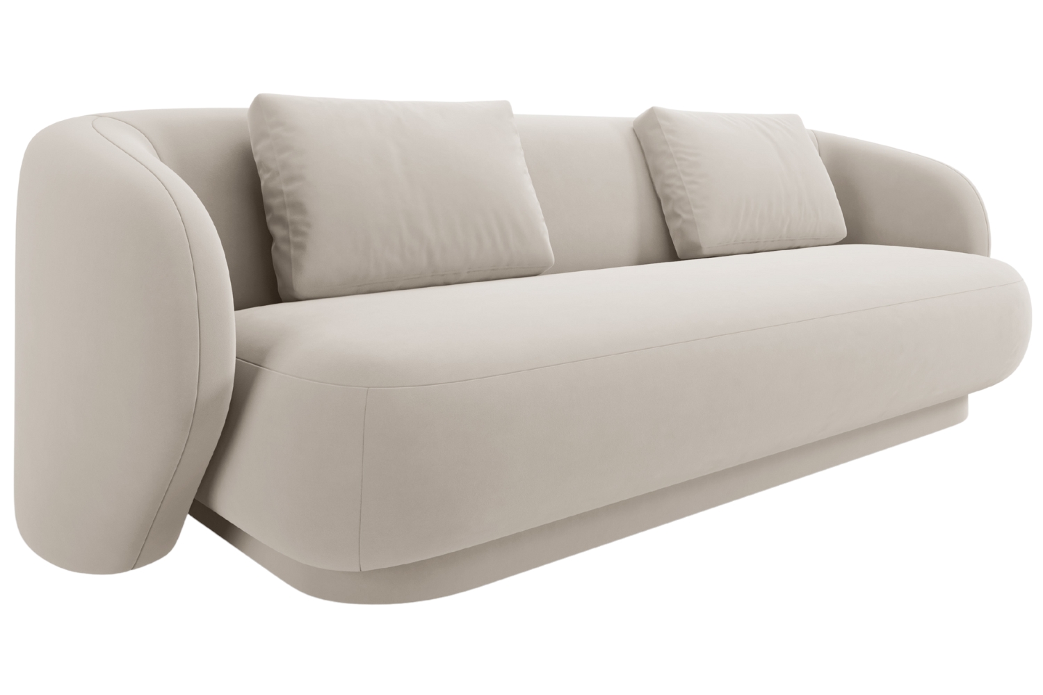 Cosmopolitan Design Krémově bílá sametová trojmístná pohovka Camden 204 cm