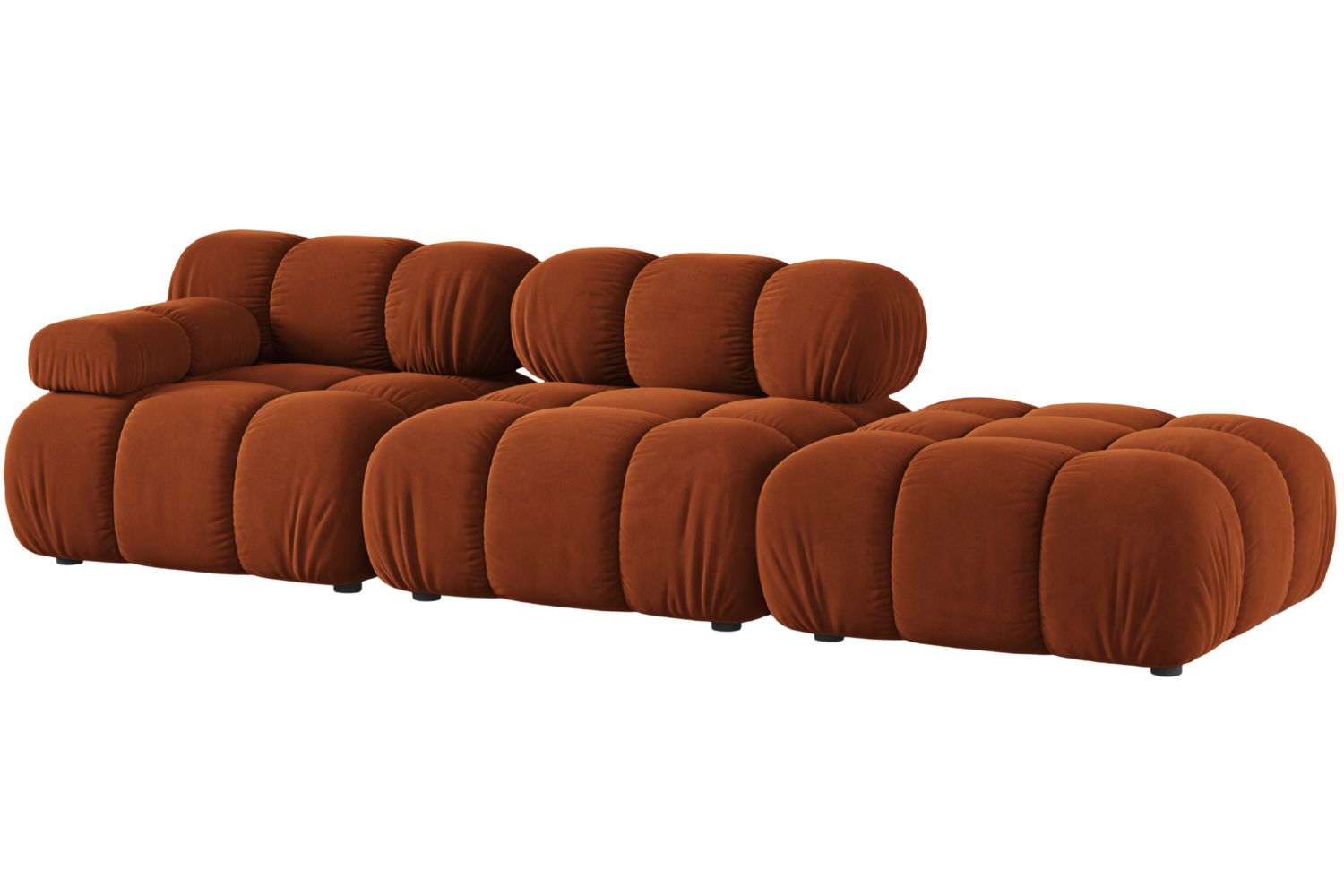 Micadoni Terakotově oranžová sametová čtyřmístná pohovka Bellis 282 cm