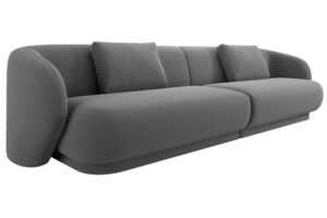 Cosmopolitan Design Šedá sametová čtyřmístná pohovka Camden 304 cm