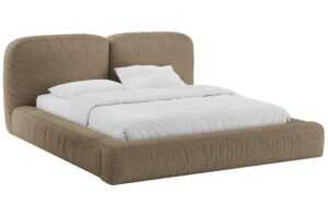 Micadoni Hnědá bouclé dvoulůžková postel Martina 160 x 200 cm s úložným prostorem