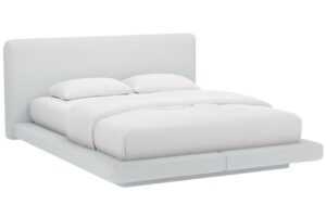 Micadoni Světle šedá dvoulůžková postel Linea 140 x 200 cm