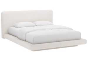 Micadoni Světle béžová dvoulůžková postel Linea 180 x 200 cm