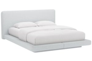 Micadoni Světle šedá dvoulůžková postel Linea 200 x 200 cm