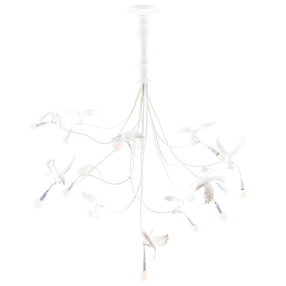 Seletti Bílé závěsné světlo Sparrow 100 cm