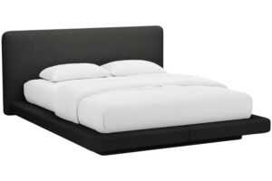 Micadoni Černá bouclé dvoulůžková postel Linea 180 x 200 cm