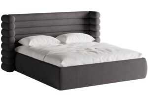 Tmavě šedá bouclé dvoulůžková postel MICADONI Mount 160 x 200 cm