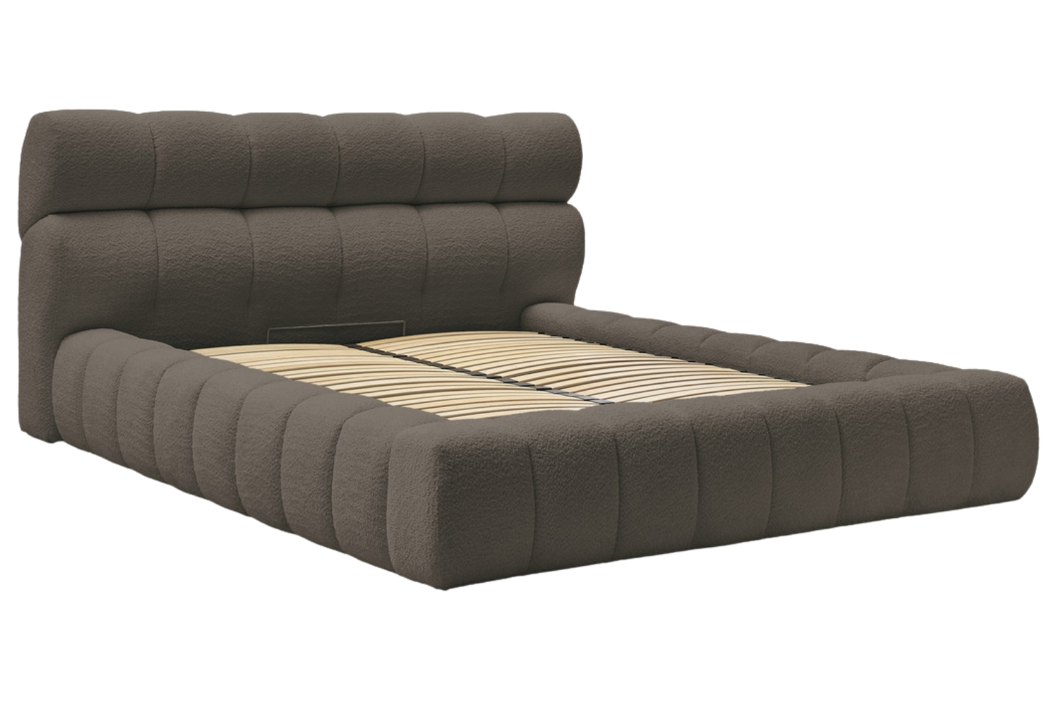 Bobochic Paris Hnědá bouclé dvoulůžková postel Mont-Blanc 160 x 200 cm s úložným prostorem