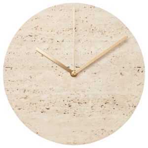 Bolia Travertinové nástěnné hodiny Tima 28 cm s dubovou deskou