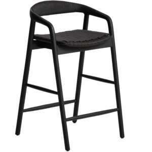 Kave Home Černá barová židle Derile 65 cm s výpletem