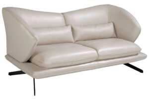 Angel Cerdá Béžovošedá kožená dvoumístná pohovka No. 6145