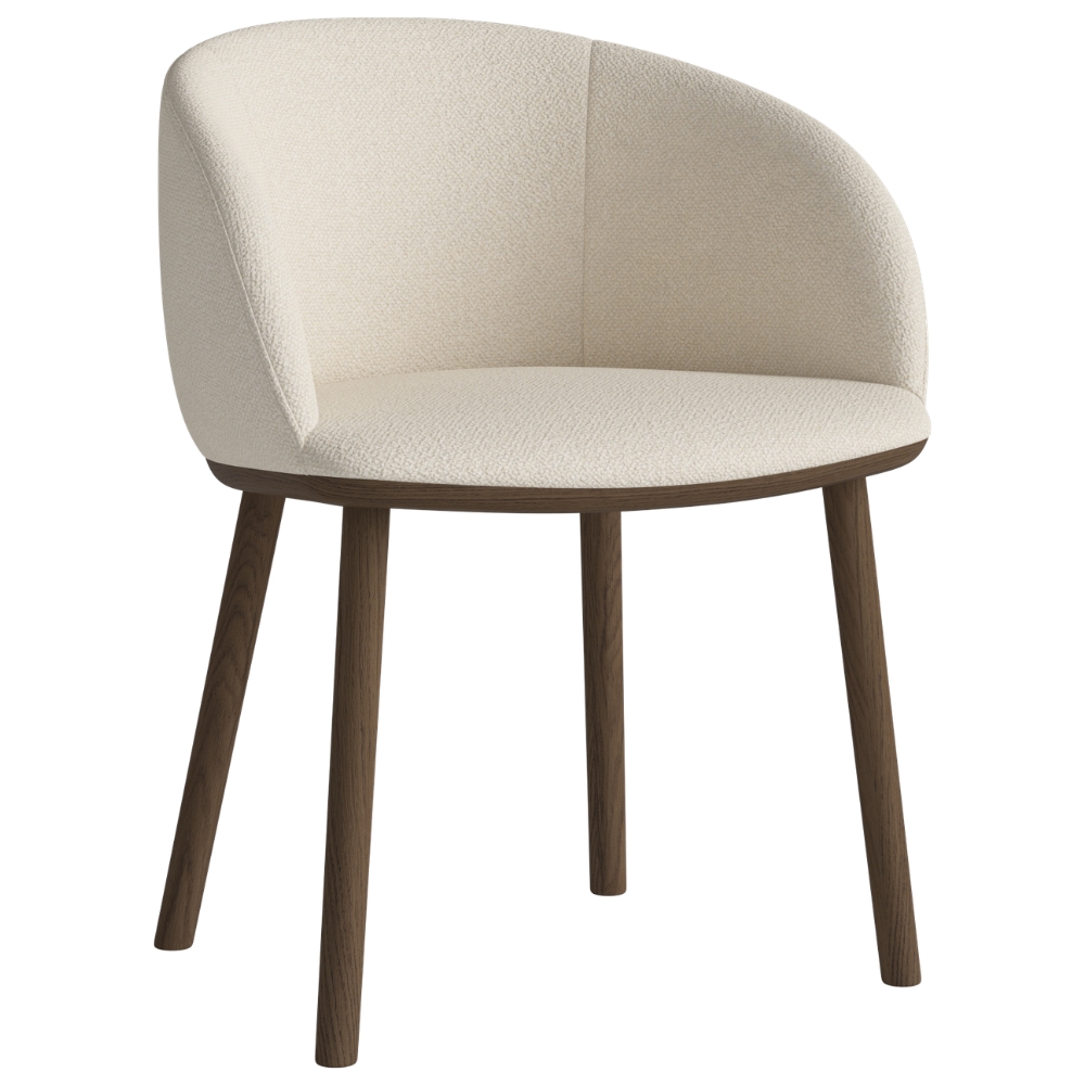 Bolia Krémově bílá bouclé jídelní židle Join s tmavou dubovou podnoží