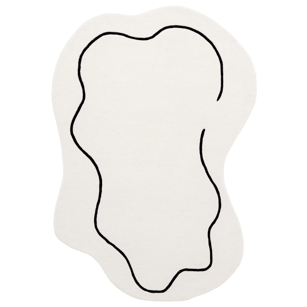 Fargotex Bílo-černý vlněný koberec Loop 160 x 230 cm