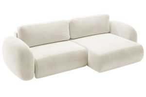 Maison Heritage Krémově bílá sametová rozkládací pohovka Kora 262 cm