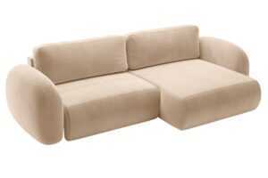 Maison Heritage Béžová sametová rozkládací pohovka Kora 262 cm