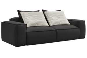 Bobochic Paris Černá koženková trojmístná pohovka Boheme 260 cm