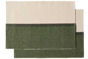 Kave Home Zeleno-béžový bavlněný set dvou prostírání Tari 35 x 50 cm