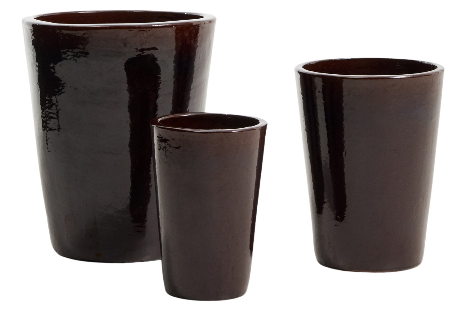 Kave Home Set tří hnědých zahradních květináčů Rotja ⌀ 26/35/47 cm