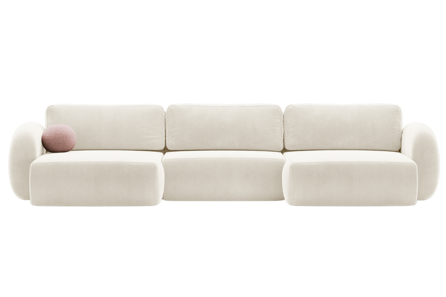 Maison Heritage Krémově bílá sametová rozkládací pohovka Kora 362 cm